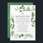 Invitación Bosque de bosque de bosques Bat Mitzvah<br><div class="desc">Invitación de mitzvah de murciélago silvestre jazmín,  hiedra y helechos con tipografía de escritura a mano diseñada para ser rápida y fácilmente adaptada a las especificaciones de tu evento.</div>