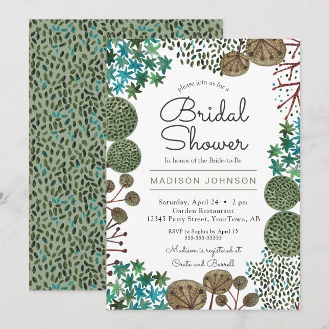 Invitación Bosque de bosques de árboles | Ducha de novia | In (Anverso / Reverso)