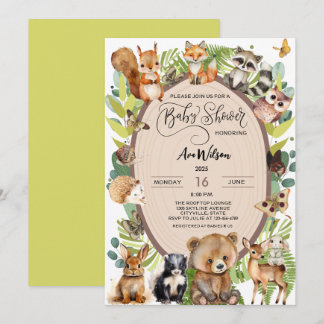 Invitación Bosque de bosques de bosques Baby Shower vegetació