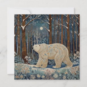 Invitación Bosque de bosques de invierno de oso blanco retro