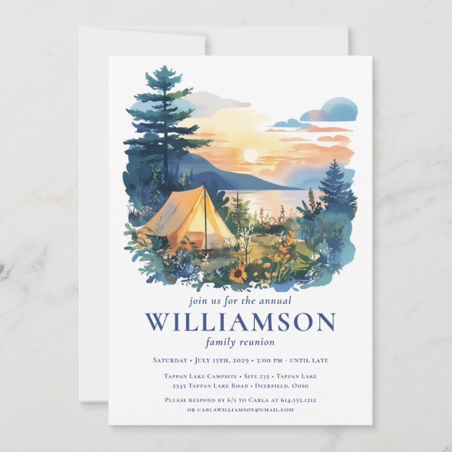 Invitación Bosque de camping al aire libre de la Reunión Fami (Anverso)