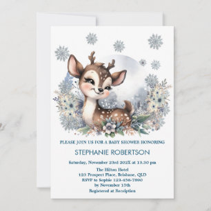 Invitación Bosque de ciervos lindos arte acuarela invierno mu