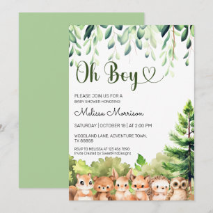 Invitación Bosque de cubos salvajes Oh Boy Baby Shower