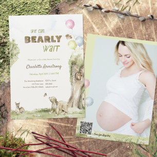 Invitación Bosque de Cuentos de Hadas Foto QR Oso Apenas Espe