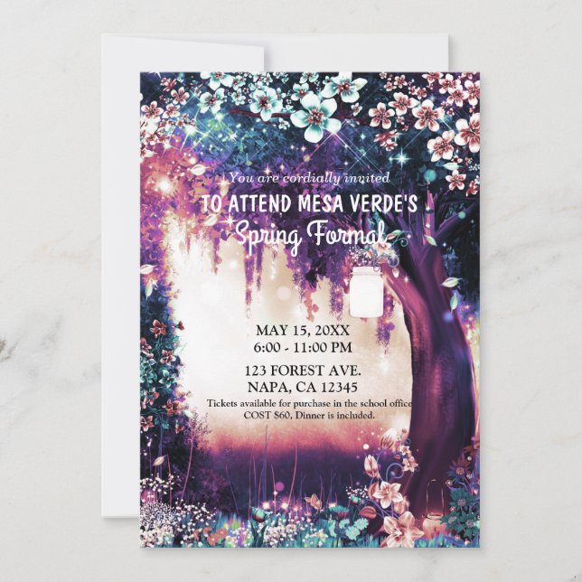 Invitación Bosque de Ensueño Bosque Encantado de Verano Baile (Anverso)