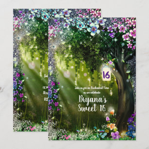 Invitación Bosque de Ensueño Fantasía Flores del Bosque Encan