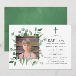 Invitación Bosque de eucaliptos Verde Bautizo o Bautismo