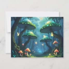 Invitación bosque de fantasía con hongos