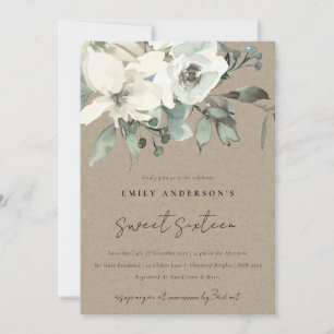 INVITACIÓN BOSQUE DE FLORAL BLANCO DE MARFIL DE KRAFT DULCE 1