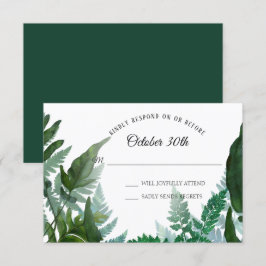 Invitación Bosque de helechos Follaje Verde Hoja RSVP Boda 
