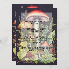 Invitación Bosque de Hongos Artísticos Fiesta de Cumpleaños E
