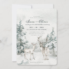 Invitación Bosque de invierno con nevado de Woodland con acua
