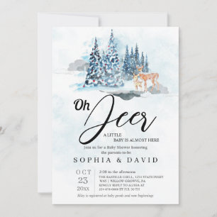 Invitación Bosque de invierno de ciervos Baby Shower