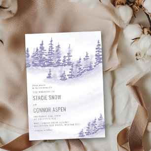 Invitación Bosque de Invierno en Gris Lavanda Boda de Nieve