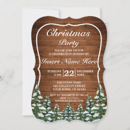 Invitación Bosque de Madera de Nieve Pine Rural Fiesta de Nav