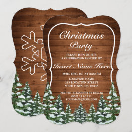 Invitación Bosque de Madera de Nieve Pine Rural Fiesta de Nav
