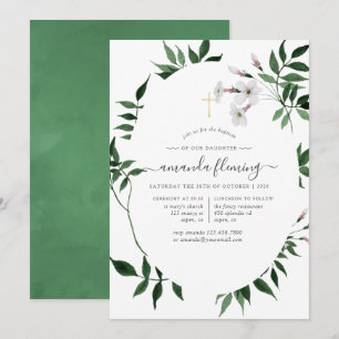 Invitación Bosque de madera vegetación Bautizo o bautismo