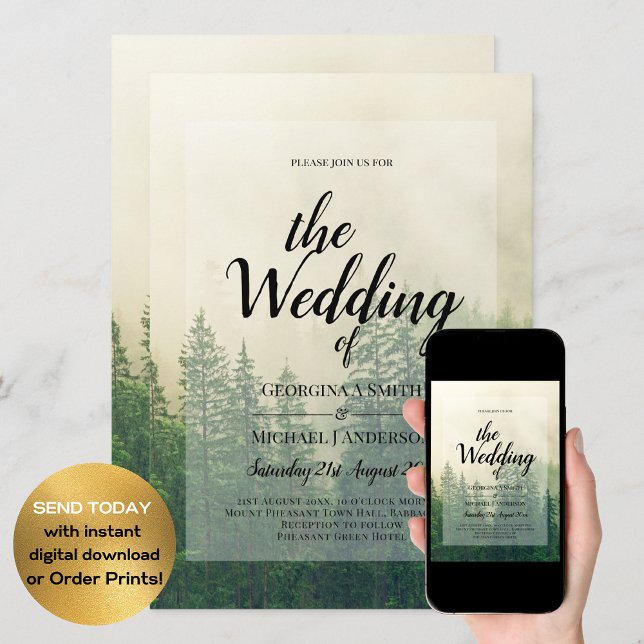 Invitación Bosque de montaña de la Boda de Invierno de Evergr (Subido por el creador)