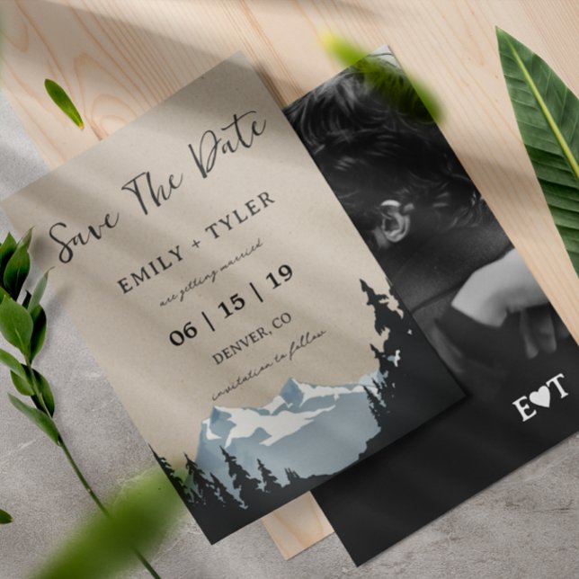Invitación Bosque De Montaña Rústico Save The Date (Subido por el creador)