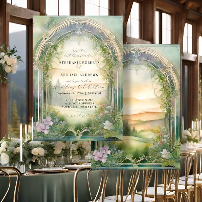 Invitación Bosque de montaña Woodland Fantasy Elegant Wedding (Subido por el creador)