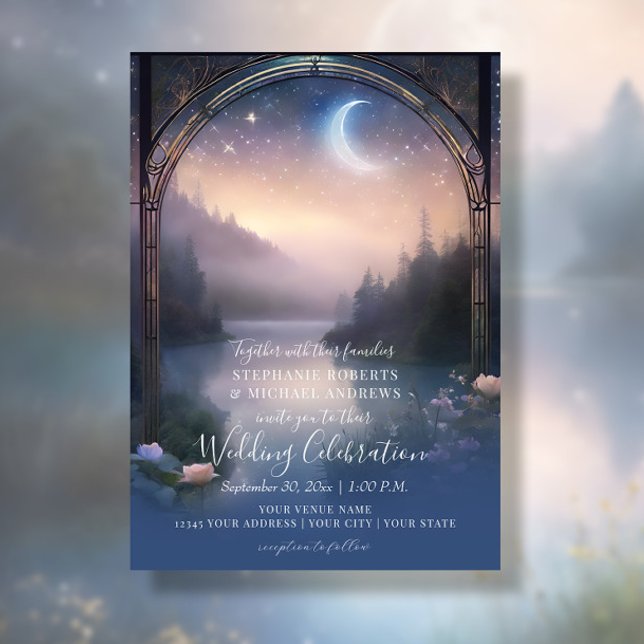 Invitación Bosque de montaña Woodland Fantasy Elegant Wedding (Subido por el creador)