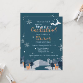 Invitación Bosque de nieve de primer cumpleaños de Onederland
