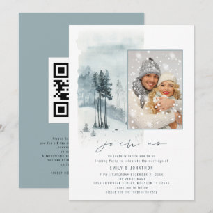 Invitación Bosque de Nieve Foto Únete a Nosotros QR Fiesta No