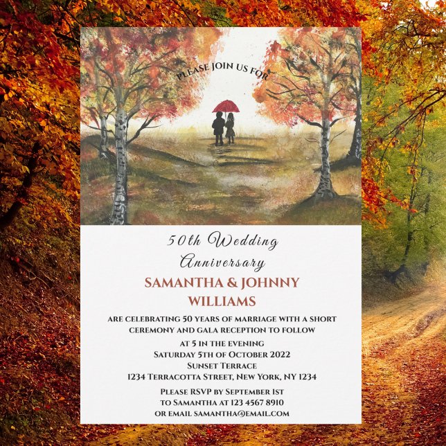 Invitación Bosque de otoño, 50° aniversario del Boda (Subido por el creador)