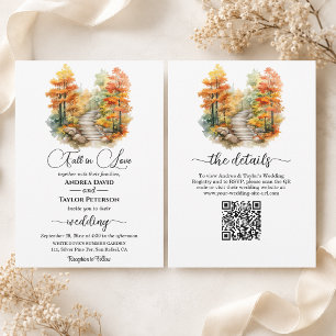 Invitación Bosque de Otoño para Enamorarse en Boda Todo en Un