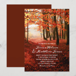 Invitación Bosque de otoño rústico Borgoña Boda de campo otoñ