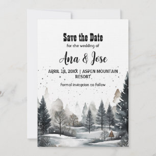 Invitación Bosque de PineTree de Montaña de Nieve de Vacacion