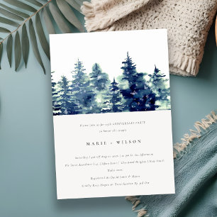 Invitación Bosque de Pino Invernal Nevada Aniversario de Cual