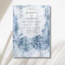 Invitación Bosque de pino nevado de invierno Montaña Boda