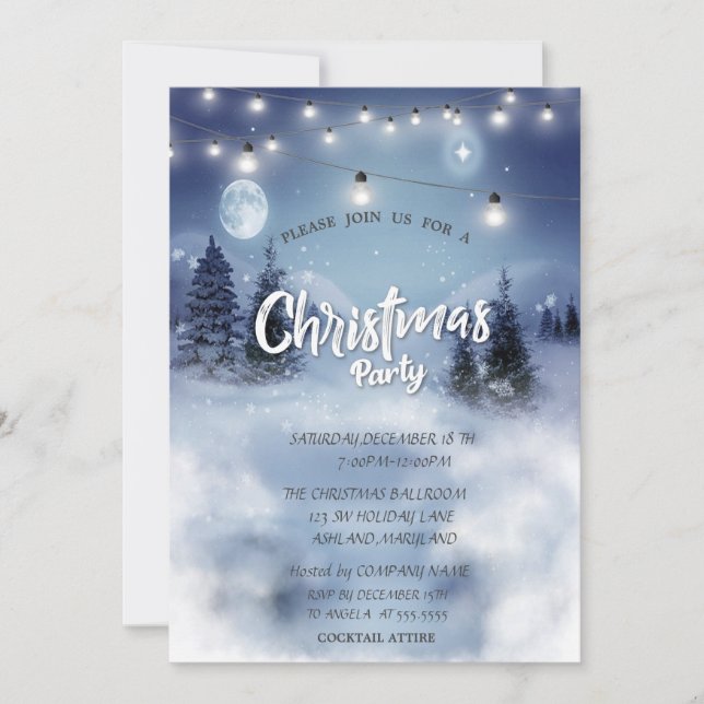 Invitación Bosque de Pino Tree, Paisaje, Fiesta de Navidades  (Anverso)