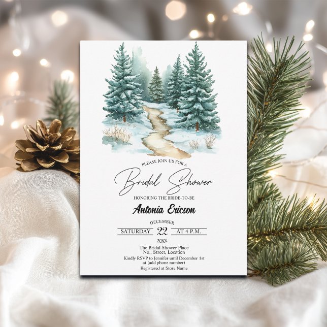 Invitación Bosque de pinos en la elegante ducha de nevadas (Subido por el creador)
