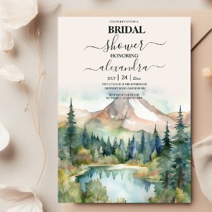 Invitación Bosque de Pinos Rústico Aquarela Tema Nupcial