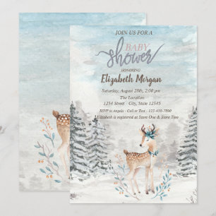 Invitación Bosque de Reno Bebé Nieve Shower de Bebé Reno