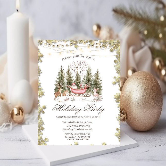 Invitación Bosque de Trineo de Navidad Estrellas Doradas Fies (Subido por el creador)