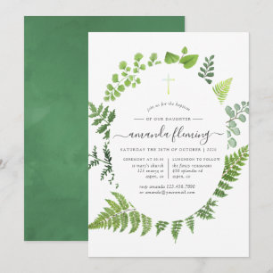 Invitación Bosque de vegetación bautizo o bautismo