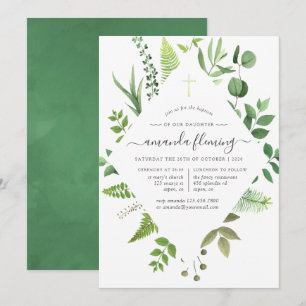 Invitación Bosque de vegetación bautizo o bautismo