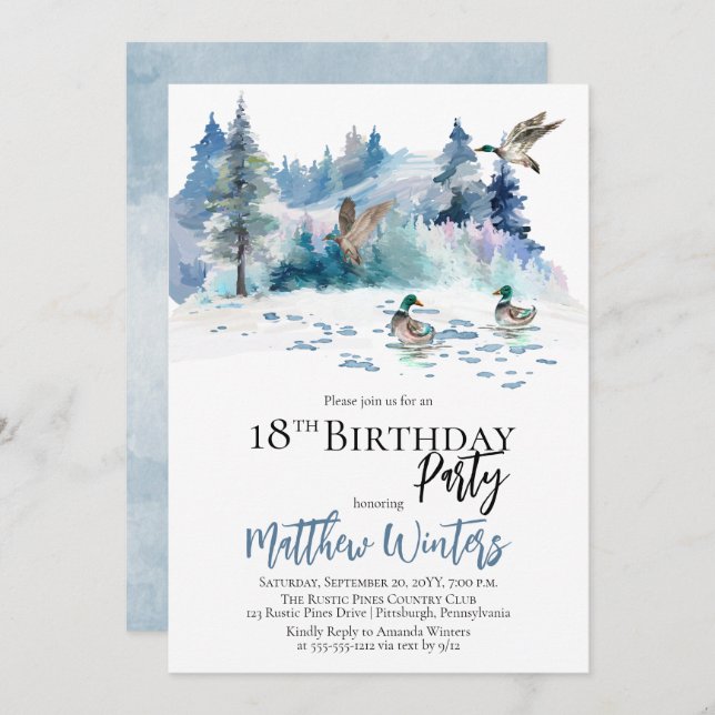 Invitación Bosque de Woodland Naturaleza 18a Fiesta de Cumple (Anverso / Reverso)