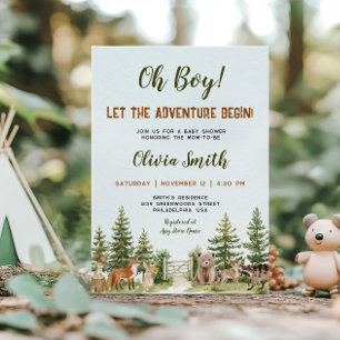 Invitación Bosque Deja que la aventura comience Fiesta de beb