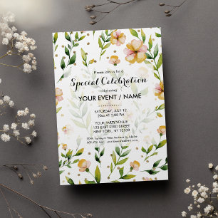Invitación Bosque dorado verde mostaza amarillo floral lunare