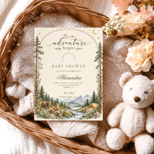 Invitación Bosque Ducha de Bebé Que Comience la Aventura