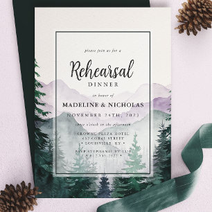 Invitación Bosque Elegante y Nebuloso de Montaña Cena de Ensa