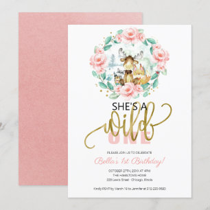 Invitación Bosque Ella Es Una Salvaje Primer Cumpleaños