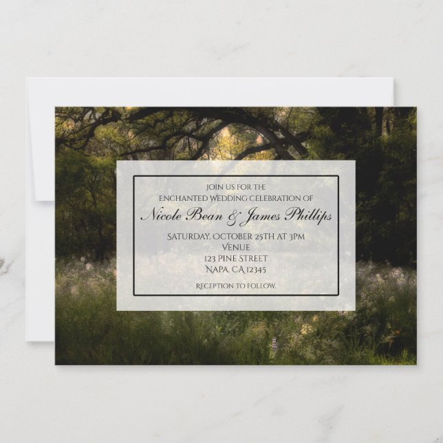 Invitación Bosque Encantado Árbol de Boda Floral Rústico (Anverso)