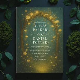 Invitación Bosque Encantado Arco Verde Esmeralda Boda Dorada