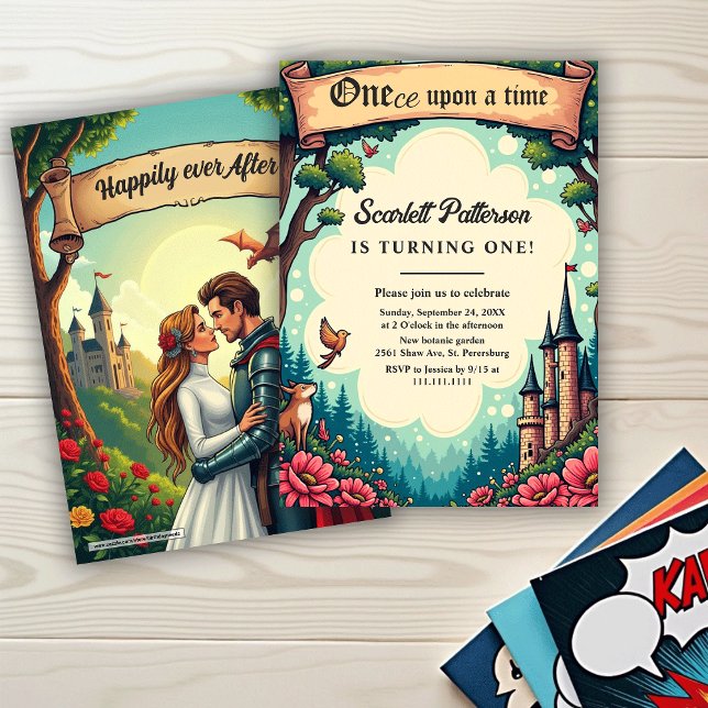 Invitación Bosque Encantado Cumpleaños de Cuento de Hadas 1er (Subido por el creador)