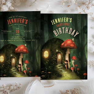 Invitación Bosque Encantado: Cumpleaños de Hada Primer Año